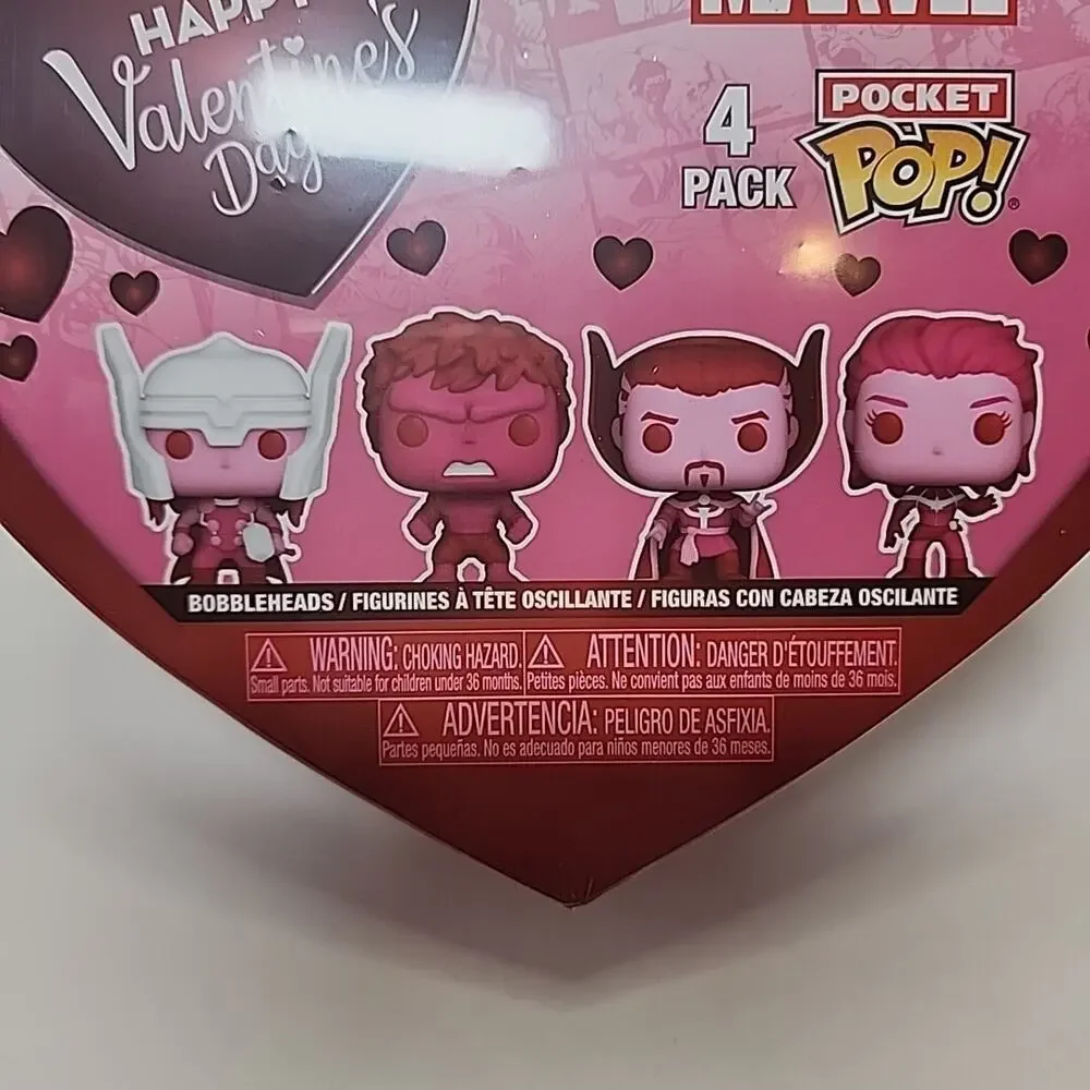 Funko- Marvel Pocket Pop 4 Pack: St. Valentine's Day Pink Figures In Heart Box